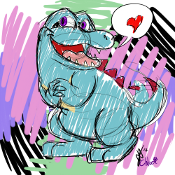 I&rsquo;m watching my little sister Chloe and she was bugging me about drawing Totodile. So to make her happy I drew her a Totodile while she sat next to me and dictated what it should look like and what colors I should use. I originally had her sign