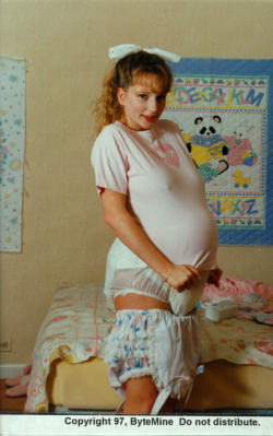 listentodaddy:  diaper-lover:  I actually have another entry of this same photoset at http://diaper-lover.tumblr.com/image/30481696985 pullupbrat:  Thereâ€™s something I find really cute about a pregnant woman, in a diaper, acting like a baby.   This