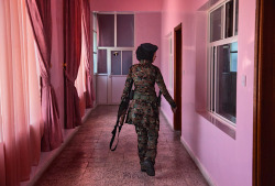 kateoplis:  1. A lieutenant patrols the pink barracks of Yemen’s female counterterrorism unit at a Sanaa base. “The color on the walls was our idea,” says one officer. “We fought for the color.” Some 1,500 women serve in police and counterterror