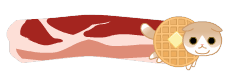 waffles-the-cat:  Waffles nyan-ing on a bacon!! :OOO Thanks pepper-tea!! pepper-tea:  Waffles for the Rejected Olympics event on Gaia Online. This was used as an obstacle on Space Drop. The animation on Waffles himself was done by reapersun.   my animatio