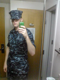 thecircumcisedmaleobsession:  22 year old straight Navy guy from Rockwell, IA Such a naughty sailor! I love that slim body figure.