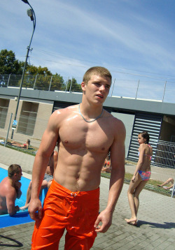 rapemelikeafaggot:  luv2bslappedaround:  biggunsfan:  southhallspsu:  Sexy beach bod  posted by toplads  When you stare transfixed by the sight of an shirtless Alpha while a bikini clad female walks by….and you try to hide it…  Serve 