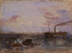 thorsteinulf:  Joseph Mallord William Turner - Seascape with a Boat (c.1835) 