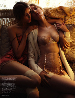 inspirationgallery:  Josephine Skriver &amp; Patricia van der Vliet by Benny Horne. Styled by Katie Mossman. Vogue Russia June 2012 