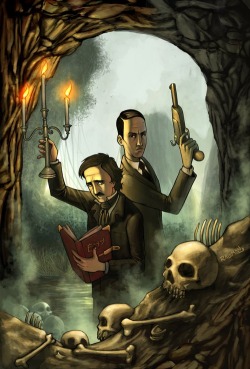 pushthequorumbutton:  starkinglyhandsome:  catbountry:  fantasy-book-home:  Lovecraft and Poe.  If this were a comic I’d read the fuck out of it.  I need it  #I feel like Poe would be really sad all the time #and Lovecraft would be all DUDEBRO GOT