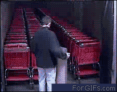 ladydeviant10:    The best part is that the guy just squats in utter resignation. you can tell he’s just like “i am 800% done with Target”  This gif wins the internet. I am DONE.  Oh shit. 
