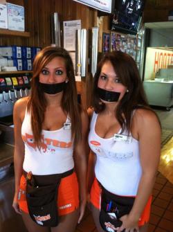 gagged4life:  Does Hooters have any vegetarian food? I’m, um, asking for a friend. Yeah. 