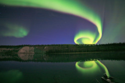jtotheizzoe:  spacettf:  Aurora Uncoiling by David Cartier on Flickr.  Truscifax: This is the spot where all auroras originate and are uncoiled by Earth’s rotation*. *not true at all, actually. 