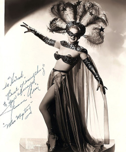 burleskateer:     Jeanne Adair    aka. “Miss Mystery”.. Vintage 50’s-era promo photo personalized: “To Hirsh — Best of everything to you always, — Jeanne Adair”..    