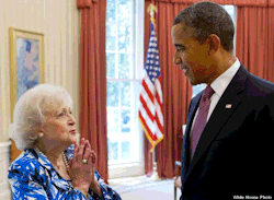 election:  Betty White to Barack Obama: ‘Thank You For Being a Friend’ Hey, remember how Clint Eastwood created memes for centuries by talking to an empty chair at the RNC? In the words of Matthew and Peter Slutsky — twins, political activists,