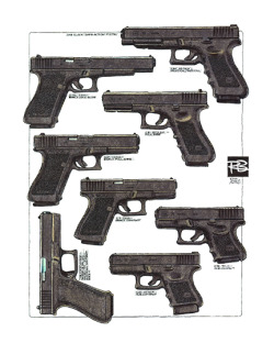 A collage of Glocks. From what I&rsquo;ve heard and read, anything Glock is pretty damn good since they specialize in handguns.