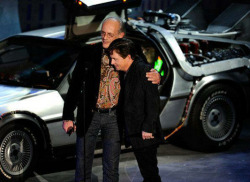      Back to the Future Reunion. Micheal J. Fox and Christopher Lloyd      