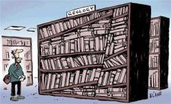 ereshkigal:  tharook:  ayellowbirds:  On the one hand, i’m amused at the joke. On the other hand, I’m a librarian and this shelving is horrifying.  Well, no shelving system is without fault.  @hyacinth-halcyon!!! 