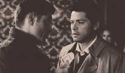 castiel-knight-of-hell:  cas-is-in-deans-ass:  #Are we going to talk #about how Cas was like staring at dean’s lips #with that glazed look on his face #before looking up at his eyes again  I hope this inspires a “Dean mistook Cas for a prostitute”