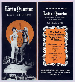 Vintage 50&rsquo;s-era promotional brochure for the World Famous &lsquo;LATIN QUARTER&rsquo; nightclub in New York City..