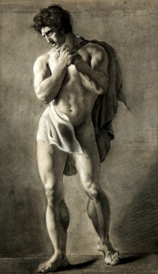 necspenecmetu:  Michel Martin Drolling, Standing Male Nude, 19th century 