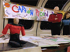 airyairyquitecontrary:  the best part of it is that all that stuff is children’s real fanart of Captain Picard that they sent in because they love himnoactually I think the best part is that I am morally certain Captain Picard Day is an idea Bev and