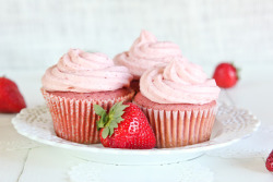 gastrogirl:  sweet strawberry cupcakes. 