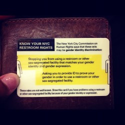 annafromcraigslist:  artoftransliness:  createpsalms:  #trans #ftm #nyc #restroom #gender #genderexpression #masculine #ag #stud #lesbian (Taken with Instagram)  Good to know for those in New York City  Fucked up that these are necessary. 