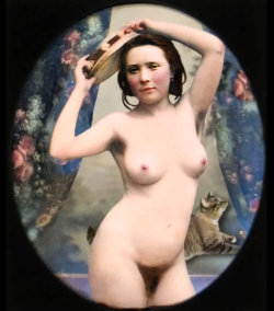 SURPRISE PORN CAT  In honor of my 100th post (yes this is actually a modern photo manipulation of a Victorian nude, but c'mon. PORN CAT!).