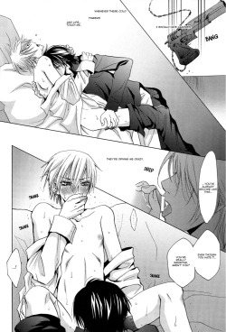 teensiesama:  Hunter Hunted ~ Page 6 Vampire Knight Doujinshi ~BANG!~  Zero:  ….I should hate vampires. Whenever these cold fingers and lips touch me, ~DRIP~ Kaname: “….You’ve already become like this…” Zero: …..They’re driving me crazy.