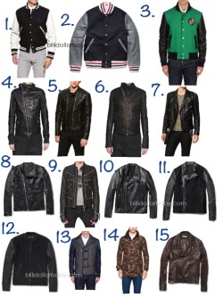 billidollarbaby:  BilliDollarBaby Mens Fall/Winter 2012 Jackets 1. Brooks Brothers University Varsity Jacket (躒) 2. Thom Browne Cotton and Leather Bomber Jacket (ũ,370) 3. DSquared Varsity Bomber Jacket (ũ,885) 4.  RICK OWENS - QUILTED TRAVEL LEATHER