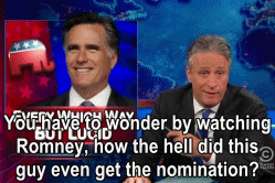 caffeinatedfeminist:  str8nochaser:  bilt2tumble:  kazecat:  XD  Yep.  he was the least ridiculous. and he’s pretty fucking ridiclous  Mitt Romney was the least fucking ridiculous person the Republican Party could offer for this election. Let that sink