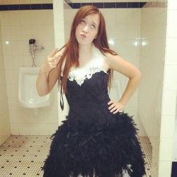 garbagecutie:  Everything about this picture is wrong #costuming #urinals #crazyoutfit #what (Taken with Instagram)