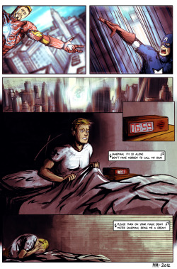 rogers-and-stark:  Mr.Sandman by ~MadMoro It’s an illustration for russian fanfic, where every time Tony dies and Steve can not prevent this. With each Tony’s death, Steve wakes up in a new universe, where new Tony Stark is ready to die. And every