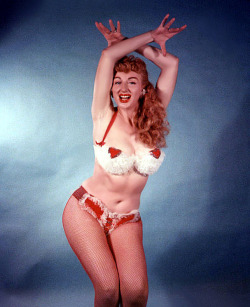 burleskateer:    Lynne O’Neill models yet another of her unique self-made dance costumes..  HAPPY VALENTINE&rsquo;S DAY!!   
