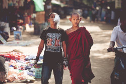 kimjays:         politics-war:  Culture clash between two brothers on modern vs. tradition A monk and a punk       