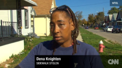 the-absolute-funniest-posts:  okatu: this woman had her sidewalk stolen a slab of concrete was stolen 2 men stole her goddamn sidewalk