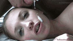 niceandquite:  http://whitepussyporno.tumblr.com/ teen facial cumshot gifs this teen is forced to give her pretty face to be cumshoted 