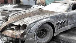 fuckyeahbigbear:  europeancarlove:  automotivated:  A car enthusiast from Russia is making his own Mercedes-Benz SLR McLaren replica. Car is made completely out of steel.  Post apocalyptic SLR  God damn Russian badass mother fuckers. 