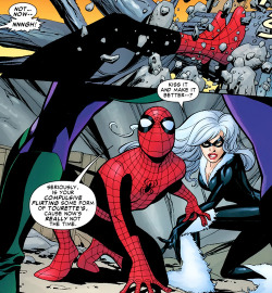 sun-ofnothing:  jarvisinthetardis:  lumensuperbis: Amazing Spider-Man #607  Is your compulsive flirting some form of Tourette’s, cause now’s really not the time.  XDDDDD