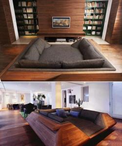 fluffixation:  pile-of-fail:  ivyinspace:  The perfect cuddling couch.  That is not a couch. That is a nest, and I want one.  My idea of household heaven right here. 