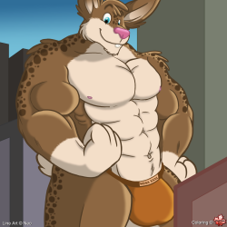 This is a great big muscle bunny Neo drew for me for my birthday, and I colored and shaded it.