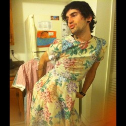 Adam trying on my dresses with @xtinadanielle #drag #gay #anal #jeffreestar #vintage #pinup  (Taken with Instagram)