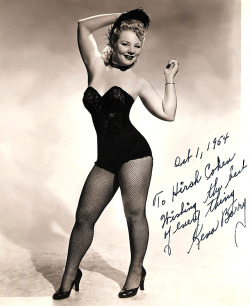 burleskateer:        Kena Barry Vintage 50’s-era promo photo personalized (on Oct. 1st - 1954) to an avid Burly-Q enthusiast: “To Hirsh Cohen — Wishing the best of every thing — Kena Barry ”..       