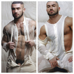bannock-hou:  Francois Sagat, hot little hairy muscled porn actor, wet and showing thick bush. 