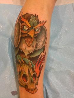 fuckyeahtattoos:  I got a tattoo the other day on the lower right leg. Six hours in the chair. First tattoo. Wonderful life experience for sure. David Tevenal is an amazing tattooist and a true professional. If you are the Tri-state area around Ohio or