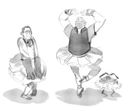 sarcasmosaur:  kimchiossan:  linaliel answered: Robot sandvich. hrdhat answered: heavy and medic dancing, in tutu’s what’s with you people and dancing? seriously?  this heavy is perfect (and he knows it)
