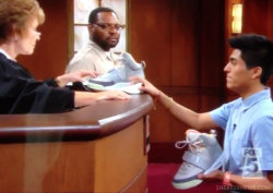cyberthug13:  internetfame:  Resellers take their Air Yeezy I dispute to Judge Judy  &ldquo;that foo on bay area sneakerheads said they were DS! they beat as hell judy. i want ma refund&rdquo; 