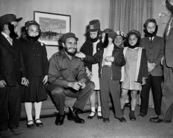 fuckyeahlatinamericanhistory:  kickstones:  Fidel Castro meets with school children, 1959  This photograph was taken in New York City. You can see the whole album here.  