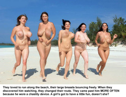 I love that you can see how some of the breasts are actually bouncing up when the photo was taken.