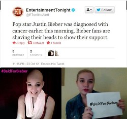 gayn:  thedailywhat:  This Is All Kinds Of Wrong of the Day: First: Anonymous 4Chan trolls posted a fake screenshot of a tweet by verified “Entertainment Tonight” that “confirmed” Justin Bieber had leukemia. Tweets from Kanye, Nicki Minaj, and Chris