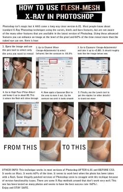 hotsexting:  X-Ray Photoshop technique. (Flesh Mesh) I only did minor tweaks on Selena Gomez’s photo - she has olive skin, and is braless in a white shirt. Original Full Sized Infographic