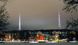 lahden:  Lahti Radiomäki, radio masts in winter of 2008 in February. Photograph by Ari Koskinen.