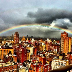 thedailywhat:   Hurricane Sandy Is This Rainbow’s B*tch of the Day: The day after Hurricane Sandy blew threw New York City, Hy Chalmé snapped this photo for Instagram on 81st and 3rd, looking toward Central Park. [hypervocal]   