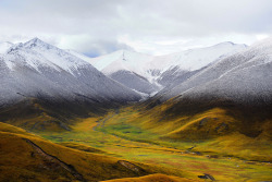 estimfalos:  Snow Line at the Tibetan Plateau by Reurinkjan The plateau is bordered to the northwest by the Kunlun Range which separates it from the Tarim Basin, and to the northeast by the Qilian Range which separates the plateau from the Hexi Corridor